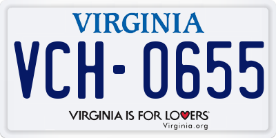VA license plate VCH0655
