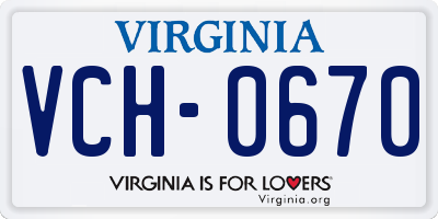 VA license plate VCH0670
