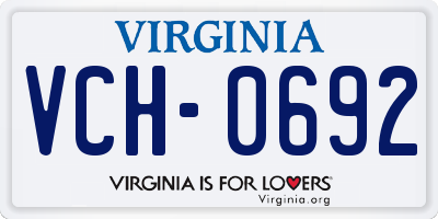 VA license plate VCH0692