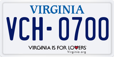 VA license plate VCH0700