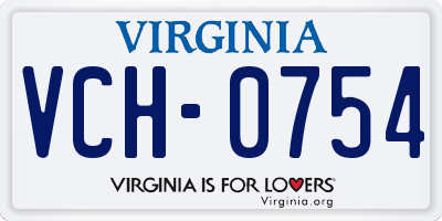 VA license plate VCH0754
