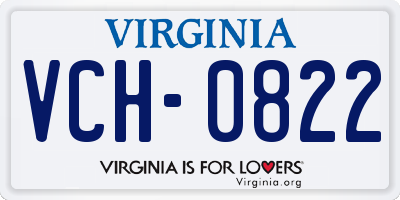 VA license plate VCH0822