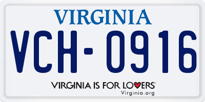 VA license plate VCH0916