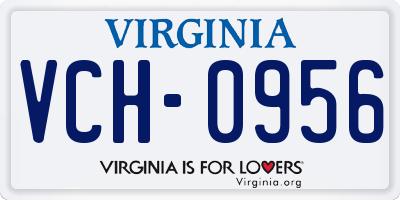 VA license plate VCH0956