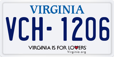 VA license plate VCH1206