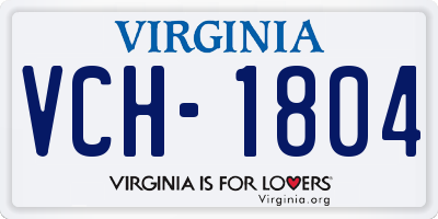 VA license plate VCH1804