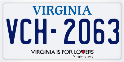 VA license plate VCH2063