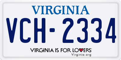 VA license plate VCH2334