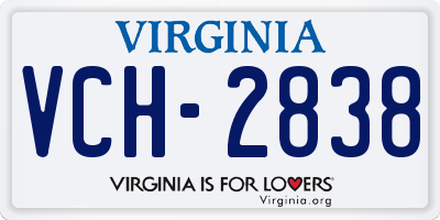 VA license plate VCH2838