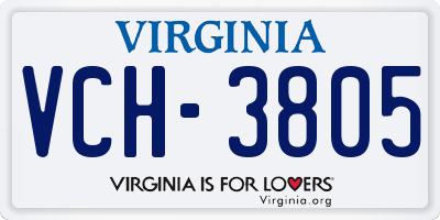 VA license plate VCH3805