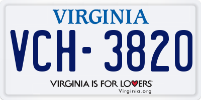 VA license plate VCH3820
