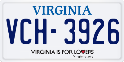 VA license plate VCH3926