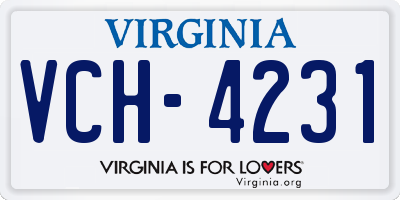 VA license plate VCH4231