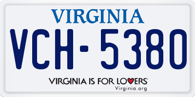 VA license plate VCH5380