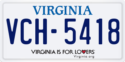 VA license plate VCH5418