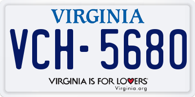 VA license plate VCH5680