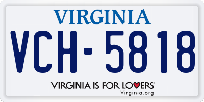 VA license plate VCH5818