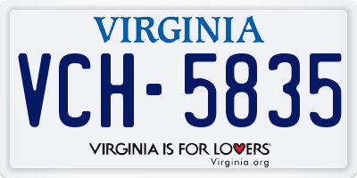 VA license plate VCH5835