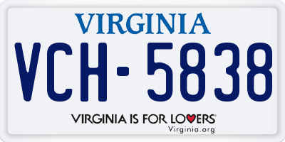 VA license plate VCH5838