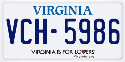 VA license plate VCH5986
