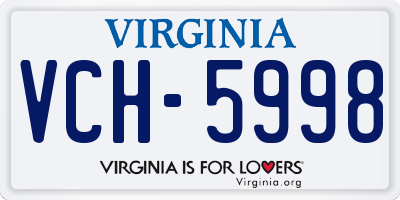 VA license plate VCH5998