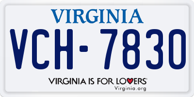 VA license plate VCH7830