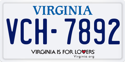 VA license plate VCH7892