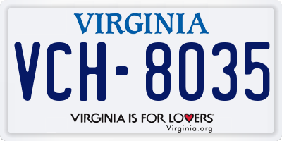 VA license plate VCH8035