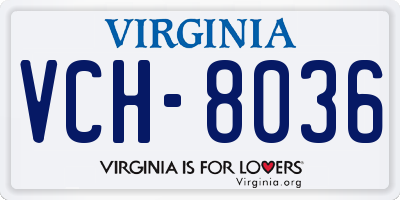 VA license plate VCH8036