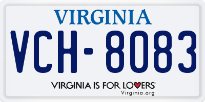 VA license plate VCH8083