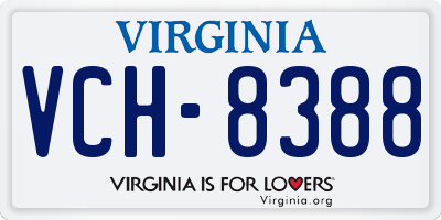 VA license plate VCH8388