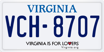 VA license plate VCH8707