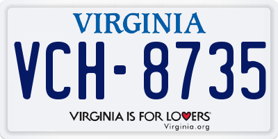 VA license plate VCH8735