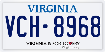 VA license plate VCH8968