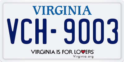 VA license plate VCH9003