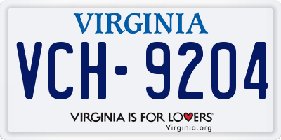 VA license plate VCH9204