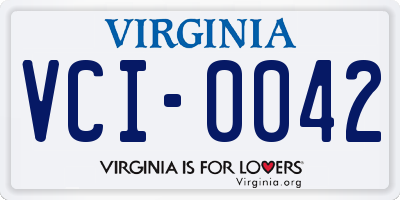 VA license plate VCI0042