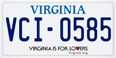 VA license plate VCI0585
