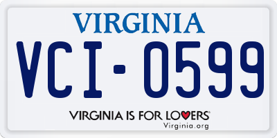 VA license plate VCI0599