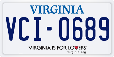 VA license plate VCI0689