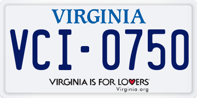 VA license plate VCI0750