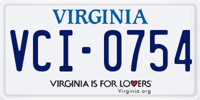 VA license plate VCI0754