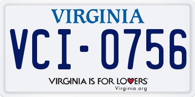 VA license plate VCI0756