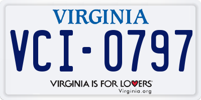 VA license plate VCI0797