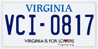 VA license plate VCI0817