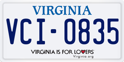 VA license plate VCI0835