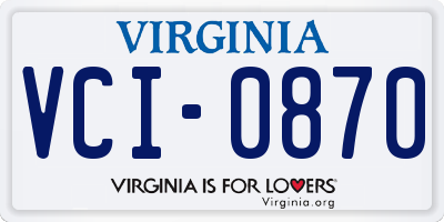VA license plate VCI0870