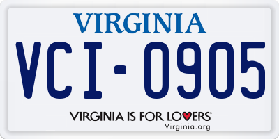 VA license plate VCI0905