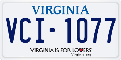 VA license plate VCI1077