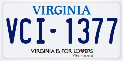 VA license plate VCI1377